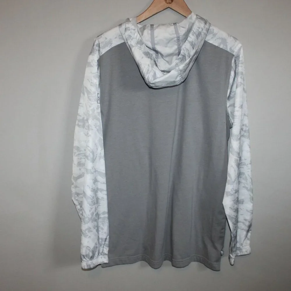 Under Armour Sportstyle Wind Anorak White Gray Hooded Pullover Large H11990 - Picture 5 of 11